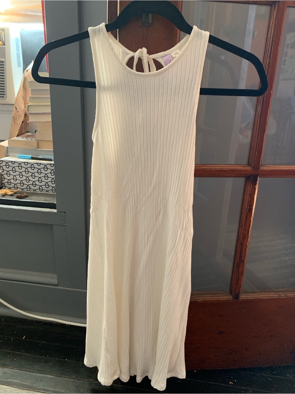 White Ribbed Knit Dress